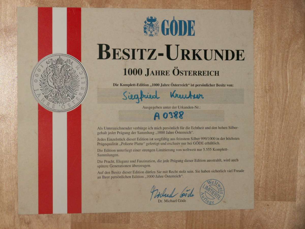 Exklusive Silbermünzsammlung "1000 Jahre Österreich" - Limitierte Edition (neuer Preis) – Bild 4