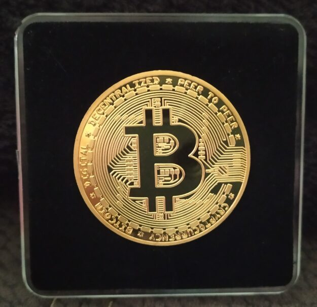 Vergoldete Bitcoin Münze