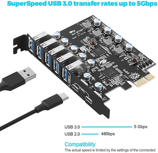 Mehr USB vom PC: 7 Port PCIe USB 3.0 Erweiterungskarte FRESCO Chip – Bild 3