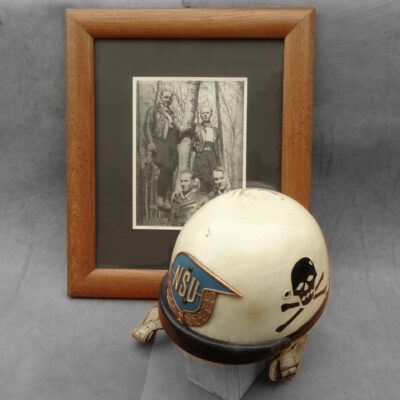„Rocker-Helm“ mit Totenkopf, Zeitdokument! Eilenriede-Rennen 1936, NSU