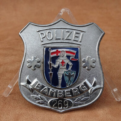 Brustabzeichen, POLIZEI Bamberg, Metall, 1950er Jahre, selten!